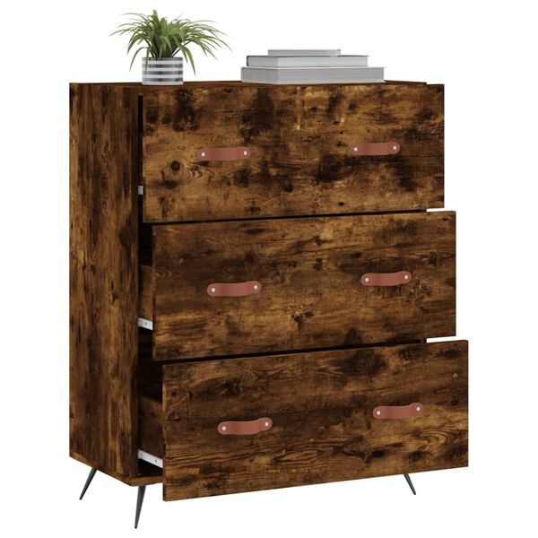 vidaXL Ladekast 69,5x34x90 cm bewerkt hout gerookt eikenkleurig