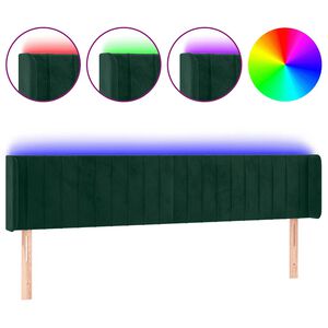 vidaXL Hoofdbord LED 203x16x78/88 cm fluweel donkergroen