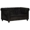 vidaXL Tweezitsbank Chesterfield-stijl echt leer zwart