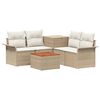 vidaXL Bankstel 6 st 4-zits Beige en Cr&egrave;me Wit Poly Rattan en Staal