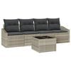 vidaXL Bankstel met kussen met kussen 5 pcs Lichtgrijs poly rattan