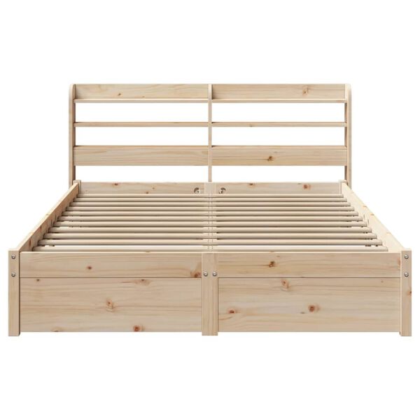 vidaXL Bedframe met hoofdbord massief grenenhout wit 140x200 cm