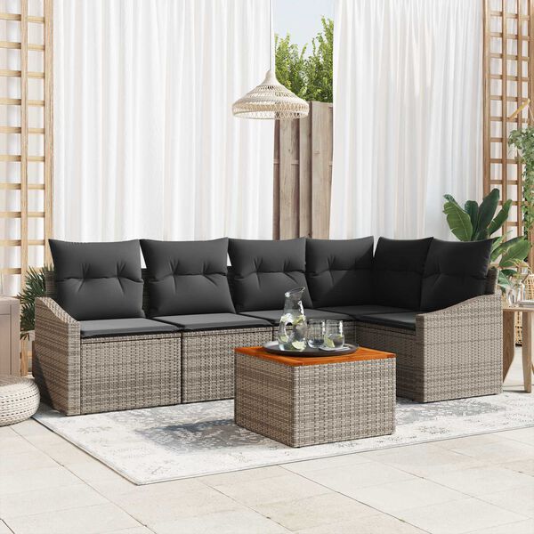 vidaXL Tuin Sofa Set 6 pcs Grijs
