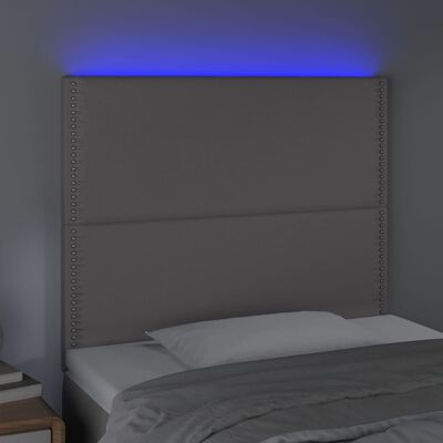 vidaXL Hoofdbord LED 100x5x118/128 cm kunstleer grijs