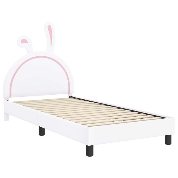 vidaXL Bedframe voor kinderen met hoofdbord Wit 90 x 200 cm PU
