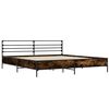 vidaXL Bedframe bewerkt hout metaal gerookt eikenkleurig 180x200 cm