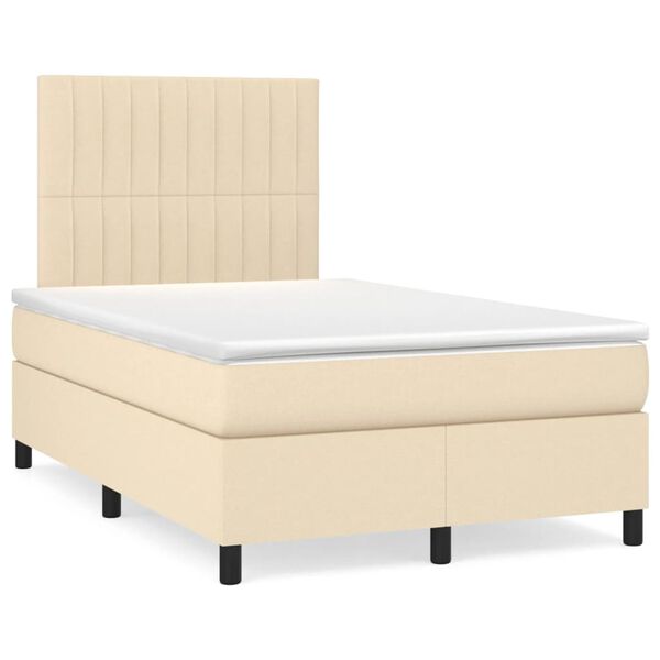 vidaXL Boxspring met matras stof cr&egrave;mekleurig 120x190 cm