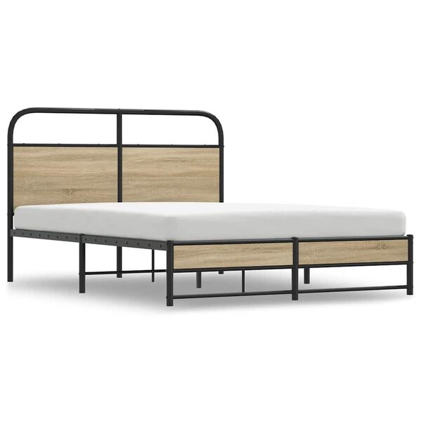 vidaXL Bedframe zonder matras bewerkt hout gerookt eiken 140x190 cm