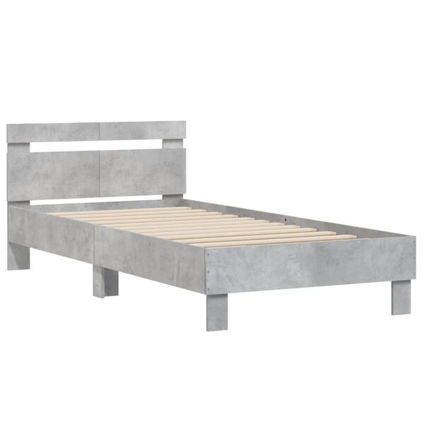 vidaXL Bedframe met hoofdeinde bewerkt hout betongrijs 100x200 cm
