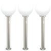 vidaXL Bolderverlichting met sensor 3 stuks 80 cm RVS IP44