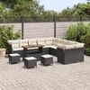 vidaXL Tuin Sofa Set met kussen 14 pcs Zwart en Cr&egrave;me poly rattan