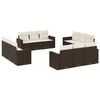 vidaXL 12-delige Loungeset met kussens poly rattan bruin