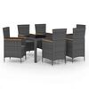 vidaXL 7-delige Tuinset met kussens poly rattan zwart en grijs
