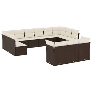 vidaXL 13-delige Loungeset met kussens poly rattan bruin