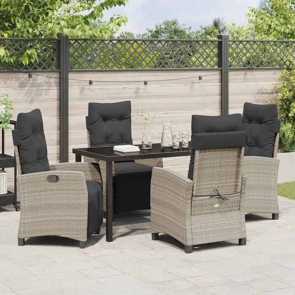 vidaXL Tuin Eetset 5 pcs Lichtgrijs poly rattan