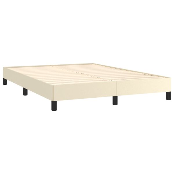 vidaXL Bedframe kunstleer cr&egrave;mekleurig 140x190 cm