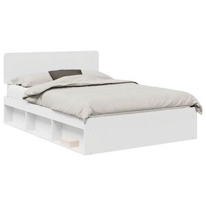 vidaXL Bedframe met hoofdeinde Wit 150 x 200 cm Massief grenenhout