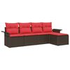 vidaXL Tuin Sofa Set met kussen 5 pcs Bruin poly rattan