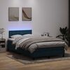 vidaXL Boxspring met matras en LED fluweel donkerblauw 120x220 cm