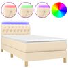 vidaXL Boxspring met matras en LED stof cr&egrave;mekleurig 90x190 cm