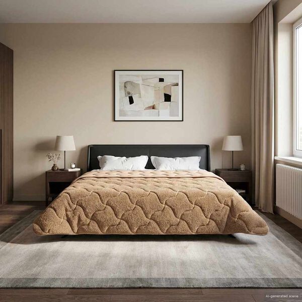 vidaXL Zomer Dekbed Taupe 200 x 220 cm Microfiber en Teddy fleece