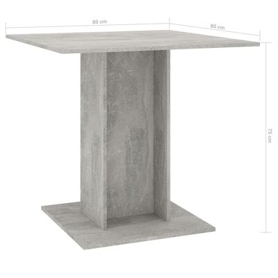 vidaXL Eettafel 80x80x75 cm spaanplaat betongrijs