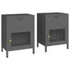 vidaXL Nachtkastjes 2 st 40x30x54,5 cm staal en glas antracietkleurig
