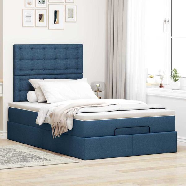 vidaXL Ottoman bed met matras 120x200cm stof blauw