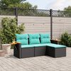 vidaXL 4-delige Loungeset met kussens poly rattan zwart