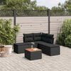 vidaXL 6-delige Loungeset met kussens poly rattan zwart