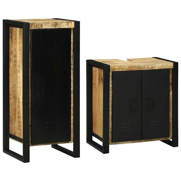 vidaXL Badkamermeubelset met plank 2 pcs Bruin Massief Mango Hout