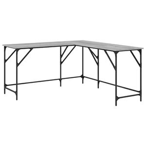 vidaXL Bureau 149x149x75 cm bewerkt hout grijs sonoma eikenkleurig