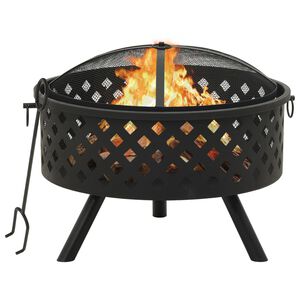 vidaXL Vuurplaats met pook XXL 68 cm staal