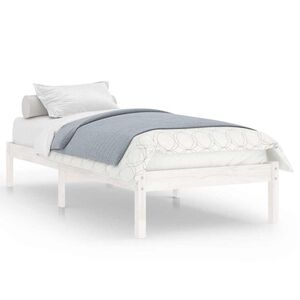 vidaXL Bedframe massief hout wit 75x190 cm