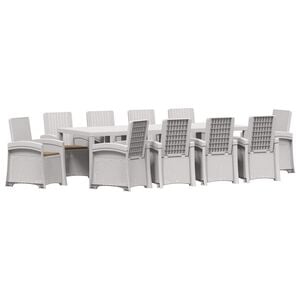 vidaXL Tuin eettafelset 11 st Wit en Taupe PP