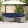 vidaXL Loungebank met kussens L-vormig poly rattan grijs