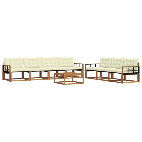 vidaXL Buiten bankenset met kussen 8 pcs Natuurlijk en Cr&egrave;me