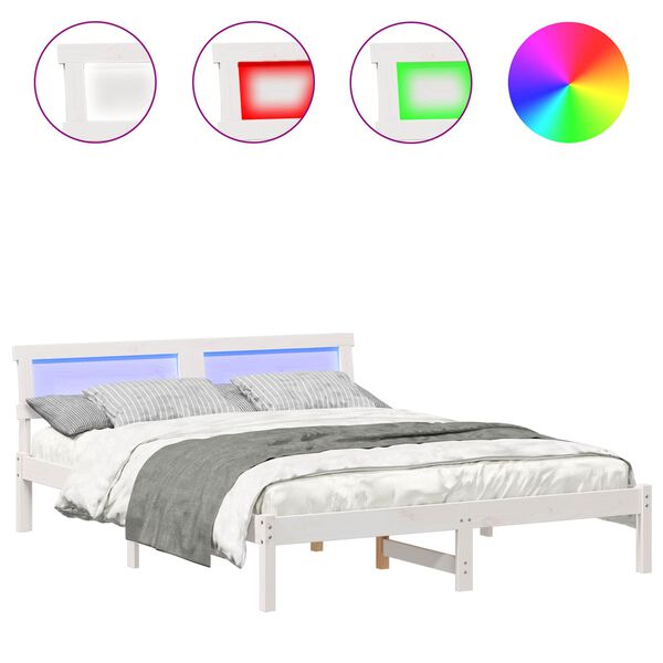 vidaXL Bedframe met hoofdeinde Wit 150 x 200 cm Massief grenenhout
