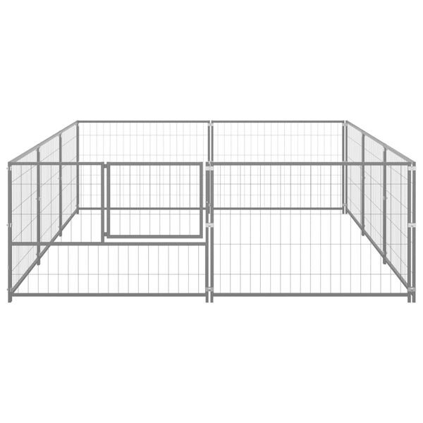 vidaXL Hondenkennel 6 m&sup2; staal zilverkleurig