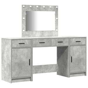 vidaXL Plafondtafel met spiegellichten 3 pcs Grijs Bewerkt hout