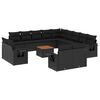 vidaXL 14-delige Loungeset met kussens poly rattan zwart