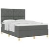 vidaXL Boxspringbed met hoofdeinde Donkergrijs 140 x 200 cm Stof