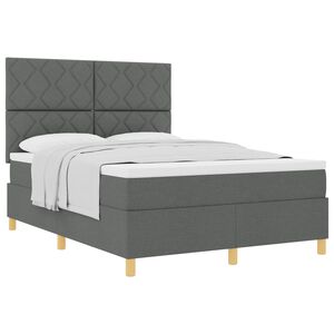 vidaXL Boxspringbed met hoofdeinde Donkergrijs 140 x 200 cm Stof