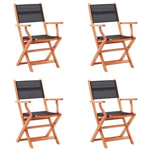 vidaXL Opklapbare stoelen, 4 stuks, zwart, massief eucalyptushout en Textilene.