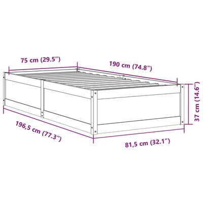 vidaXL Bedframe massief grenenhout 75x190 cm