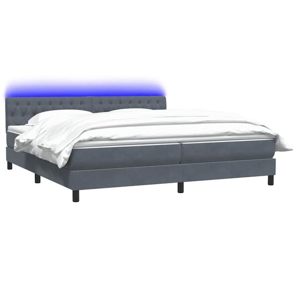 vidaXL Boxspring met matras en LED fluweel donkergrijs 180x210 cm