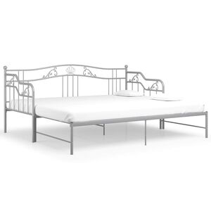 vidaXL Slaapbank uittrekbaar metaal grijs 90x200 cm