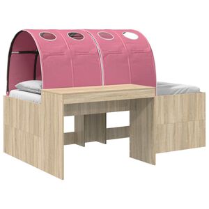 vidaXL Bed met Tunnel 3 st Artisian Eik en Roze Bewerkt hout