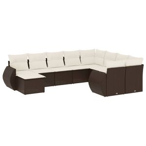 vidaXL 10-delige Loungeset met kussens poly rattan bruin