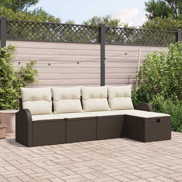 vidaXL Tuin Sofa Set 5 pcs Bruin en cr&egrave;me 234 x 117 x 85 cm Poly riet